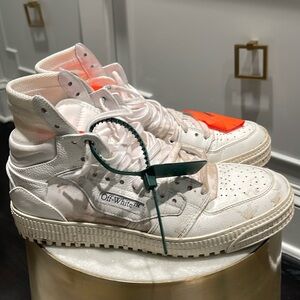 Off-White White Canvas And Leather Off Court High Top Sneakers Size 41